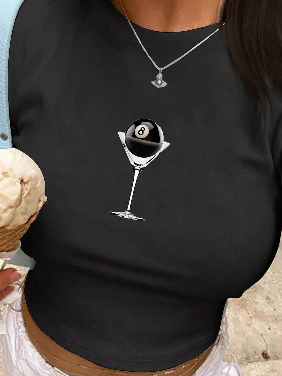 Damen Crop-T-Shirt mit künstlerischem Statementdruck Echo Archiv