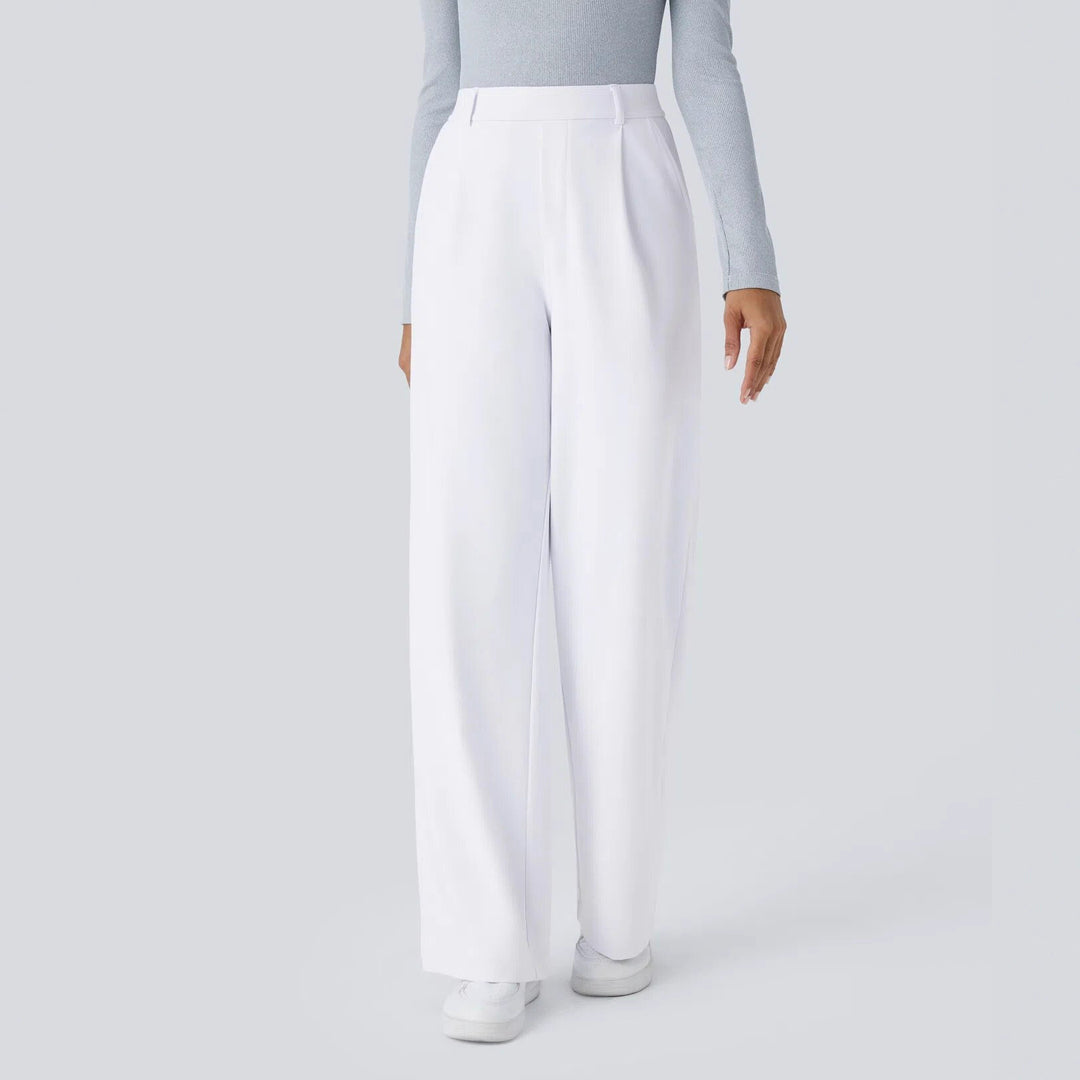 Damen nan hochgeschnittene Bundfaltenhose mit weitem Bein, Gürtelschlaufen und seitlichen Eingrifftaschen Echo Archiv