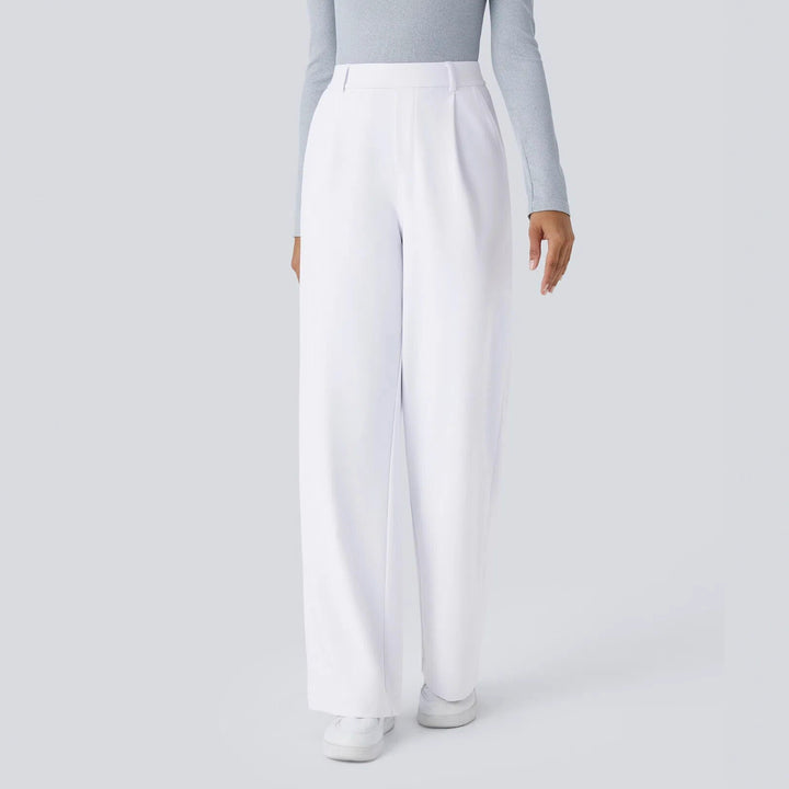 Damen nan hochgeschnittene Bundfaltenhose mit weitem Bein, Gürtelschlaufen und seitlichen Eingrifftaschen Echo Archiv