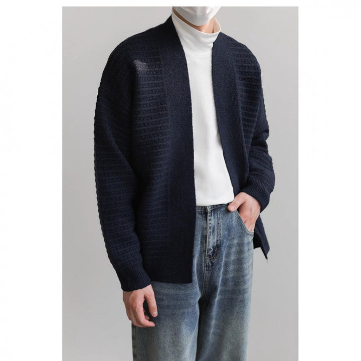 Herren lässiger Strickcardigan mit modernem Design und strukturierter Oberfläche Echoarchiv