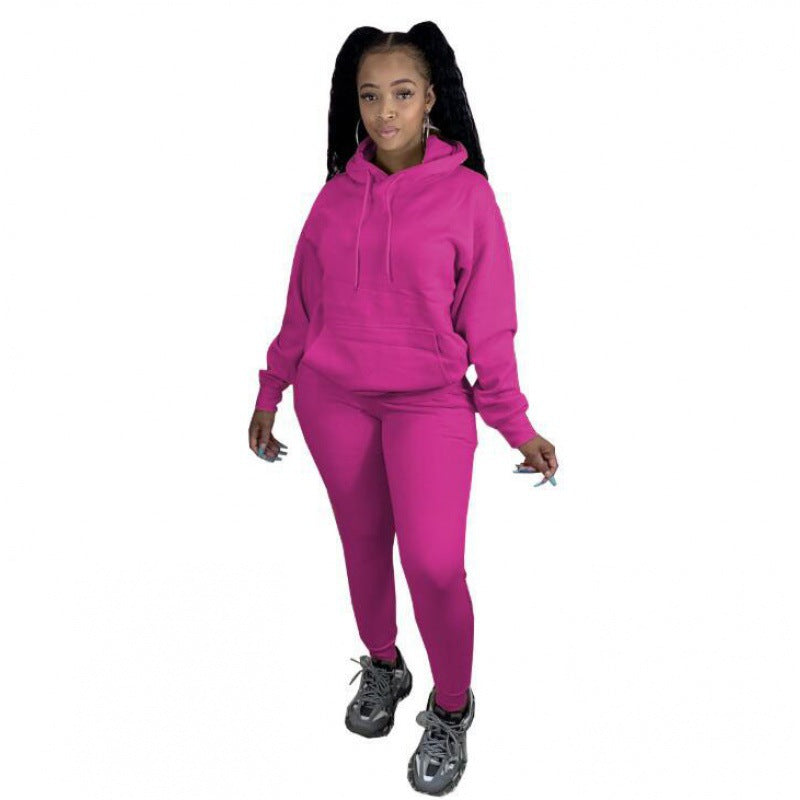 Damen Zweiteiliges Freizeitset mit Oversize Kapuzenpullover und Leggings mit hohem Bund, schmaler Passform – Élanora