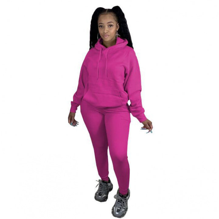 Damen Zweiteiliges Freizeitset mit Oversize Kapuzenpullover und Leggings mit hohem Bund, schmaler Passform – Élanora