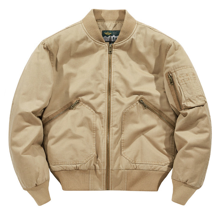 Herren Canvas-Bomberjacke im Vintage-Workwear-Design mit Ärmeltasche – Brevano