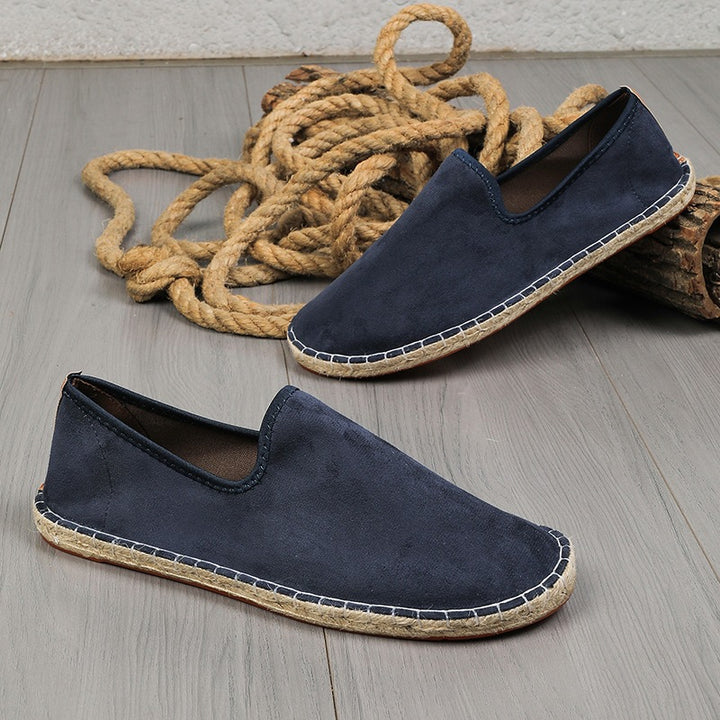 Herren Espadrilles aus Veloursleder mit geflochtener Juteborte und rutschfester Gummilaufsohle Echoarchiv
