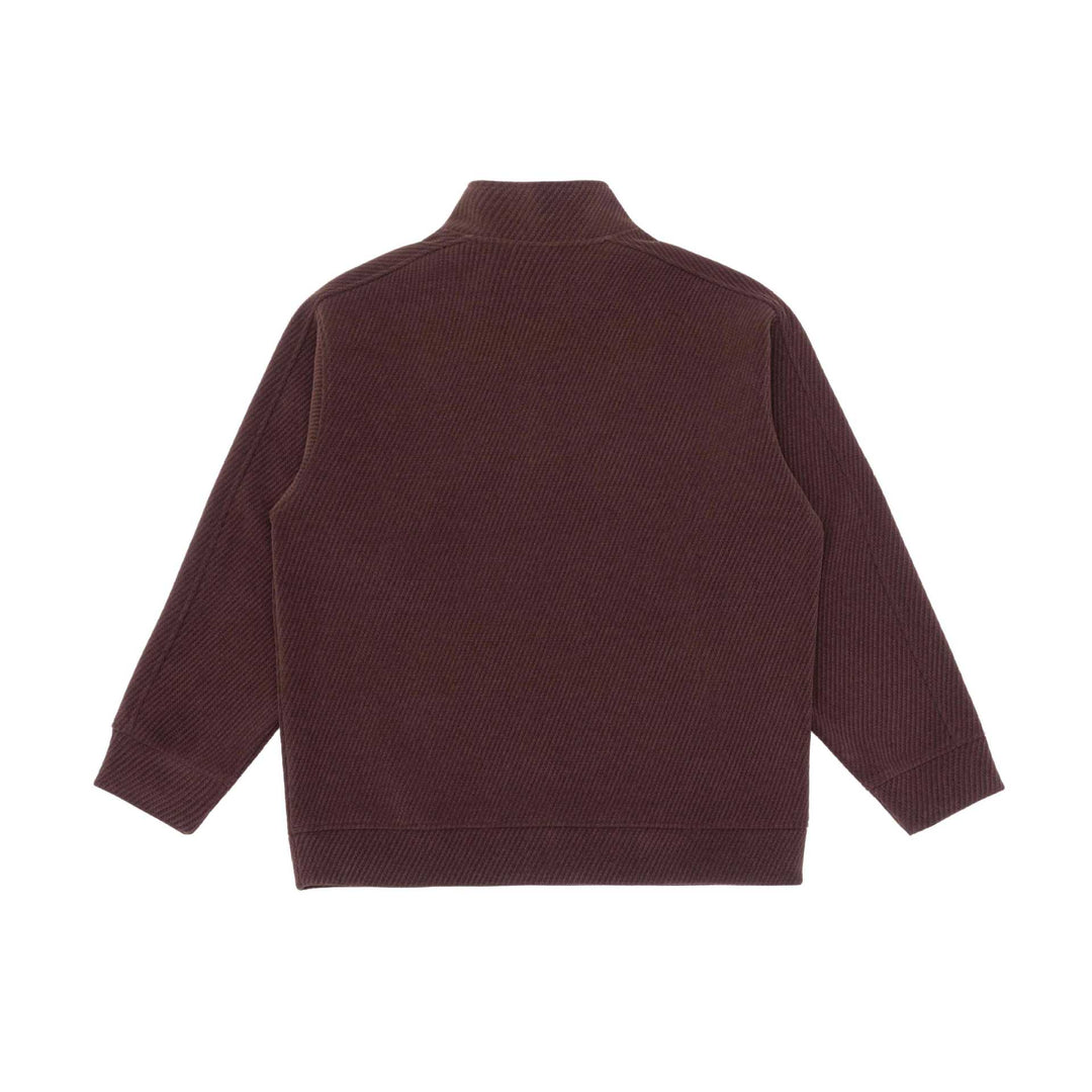 Unisex Halbzip‑Pullover mit Stehkragen und diagonaler Rippenstruktur Echoarchiv