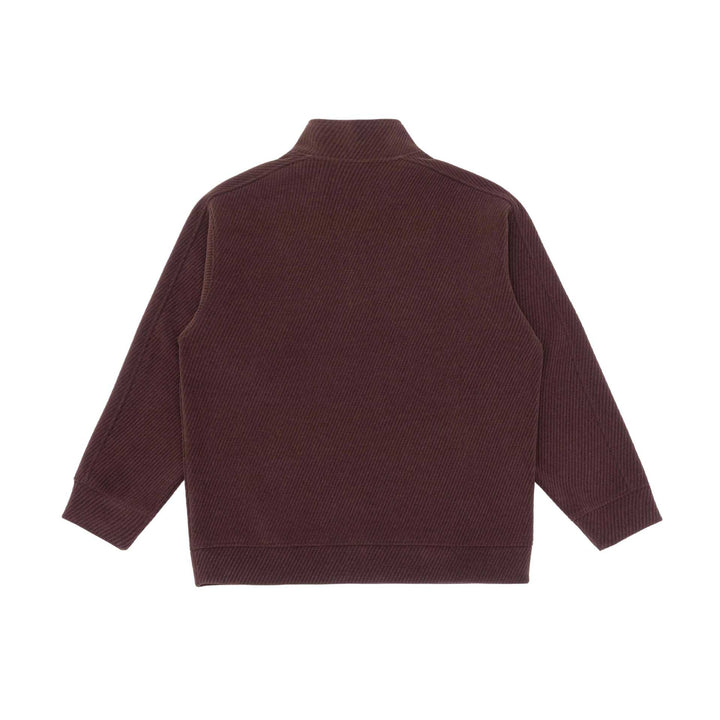 Unisex Halbzip‑Pullover mit Stehkragen und diagonaler Rippenstruktur Echoarchiv