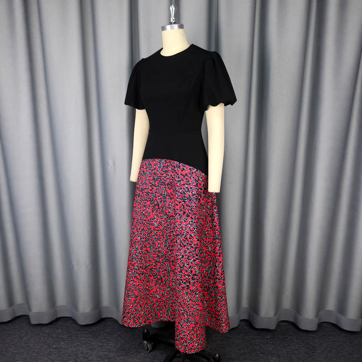 Damen Elegantes Maxikleid mit grafischem Muster und Puffärmel Echo Archiv