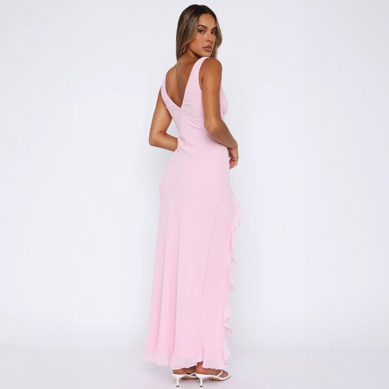 Damen Maxikleid mit tiefem Schlitz und eleganten Rüschendetails Echo Archiv