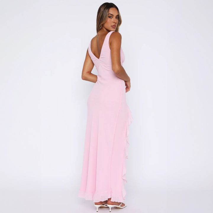 Damen Maxikleid mit tiefem Schlitz und eleganten Rüschendetails Echo Archiv