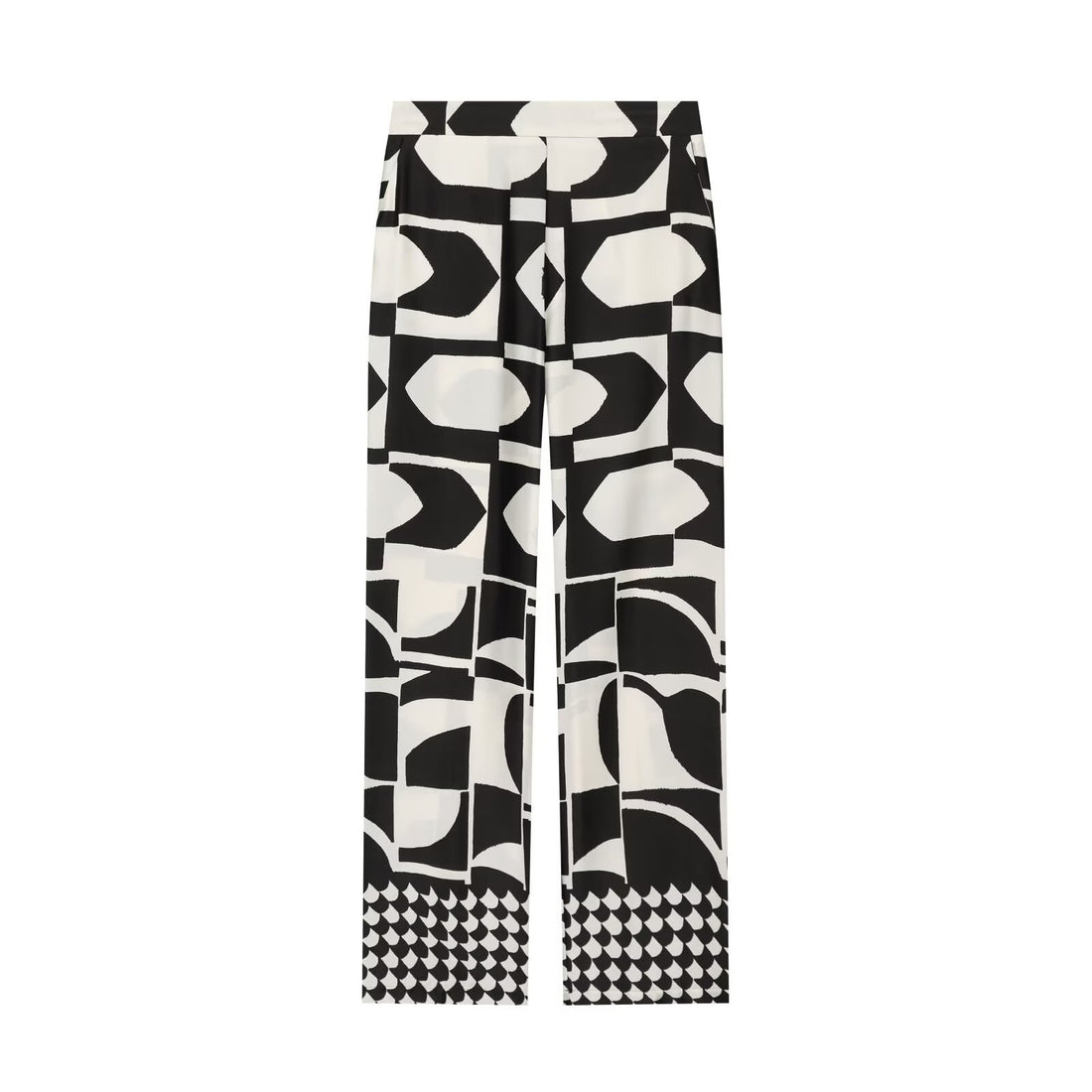 Damen Weite Palazzohose mit hoher Taille und grafischem Blockprint Echo Archiv
