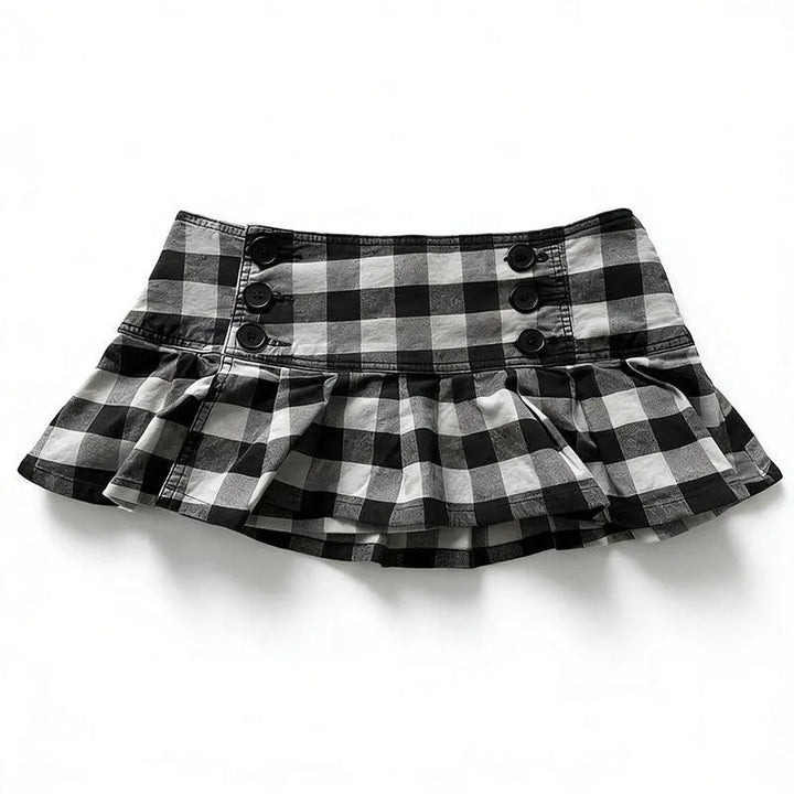 Damen Gingham Rüschenrock mit Knopfdetails Echo Archiv