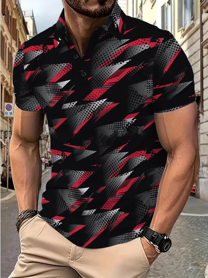 Herren Poloshirt mit dynamischem Strukturmuster und atmungsaktiven Eigenschaften Echoarchiv