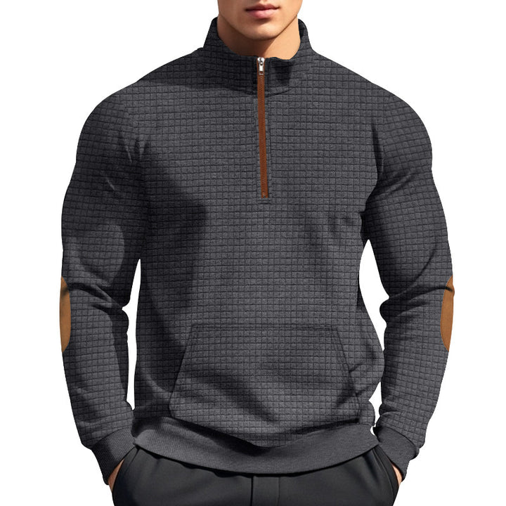 Herren sportlicher Hoodie mit halbem Reißverschluss und strukturiertem Design Echoarchiv
