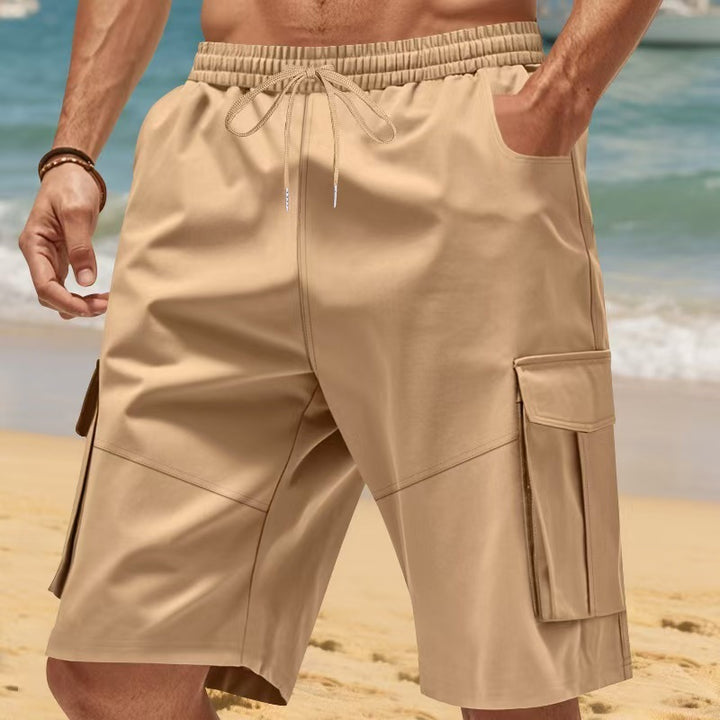 Herren nan technische Reisefreizeit-Bermuda mit elastischem Bund, Kordelzug und funktionalen Klapptaschen Echo Archiv