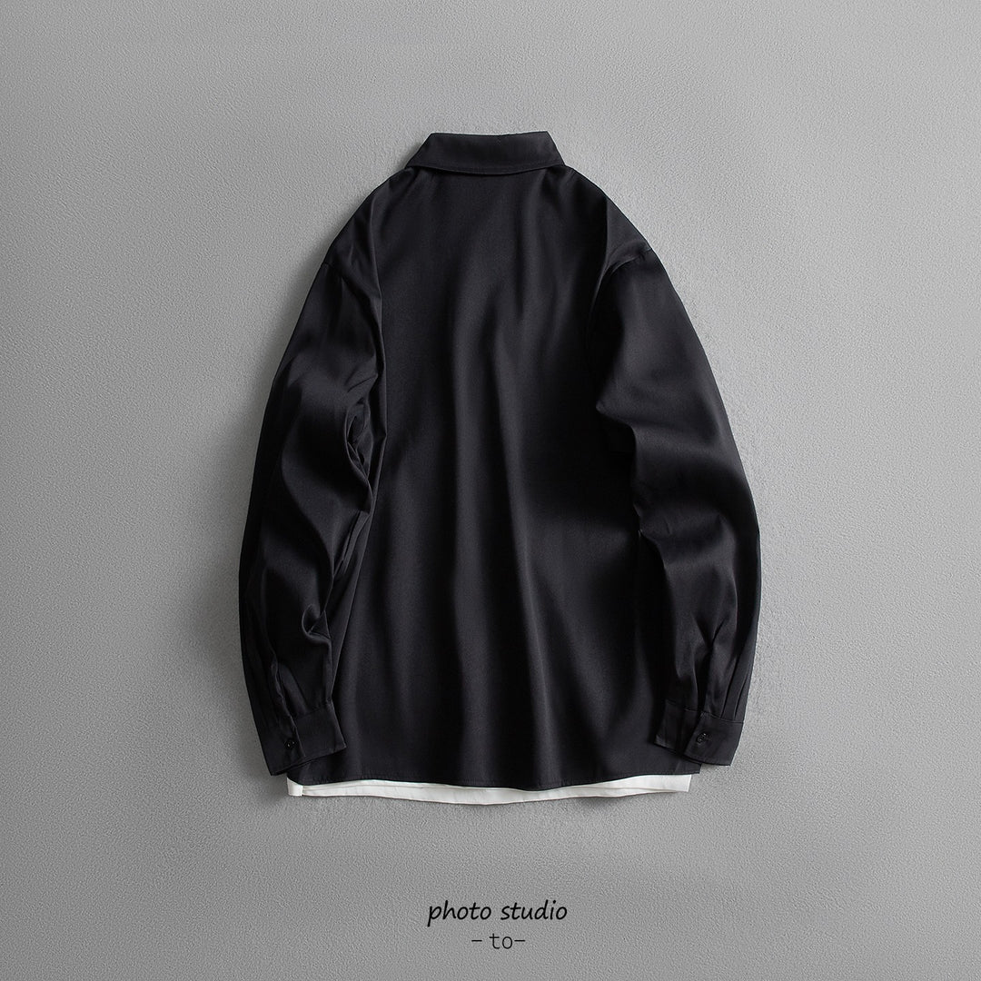 Unisex Oversize Hemdjacke im minimalistischen Utility-Look mit Brusttasche und verdeckter Knopfleiste Echoarchiv