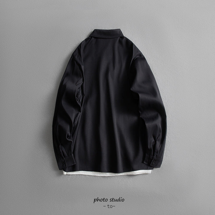 Unisex Oversize Hemdjacke im minimalistischen Utility-Look mit Brusttasche und verdeckter Knopfleiste Echoarchiv