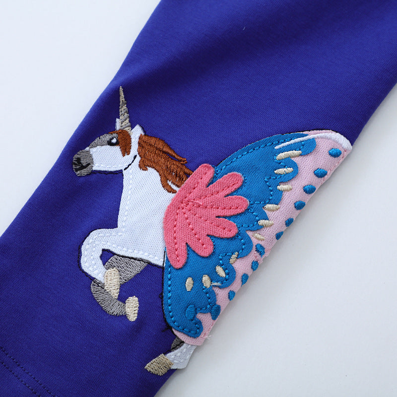Mädchen Leggings mit zauberhaften Einhorn- und Schmetterlingsapplikationen Echo Archiv
