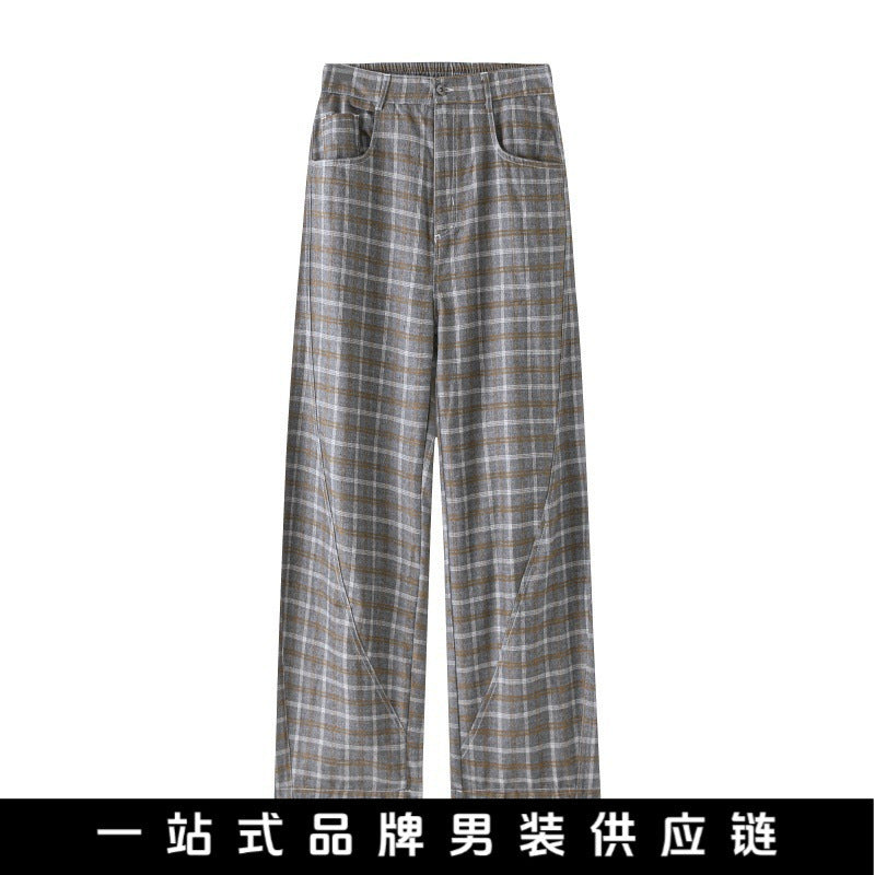 Damen Hochtaillierte weite karierte Culotte‑Hose mit Bügelfalte Echo Archiv