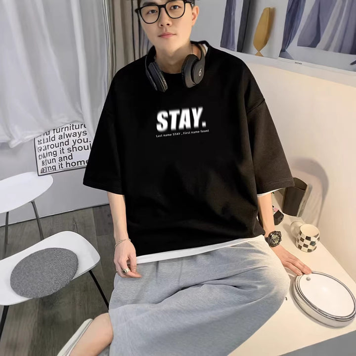 Herren Oversized T-Shirt mit modernem Schriftzug Echoarchiv