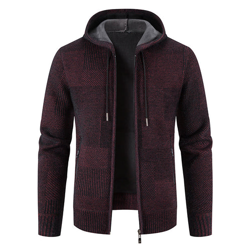 Herren Strickjacke mit Kapuze und modernen Strukturelementen Echoarchiv