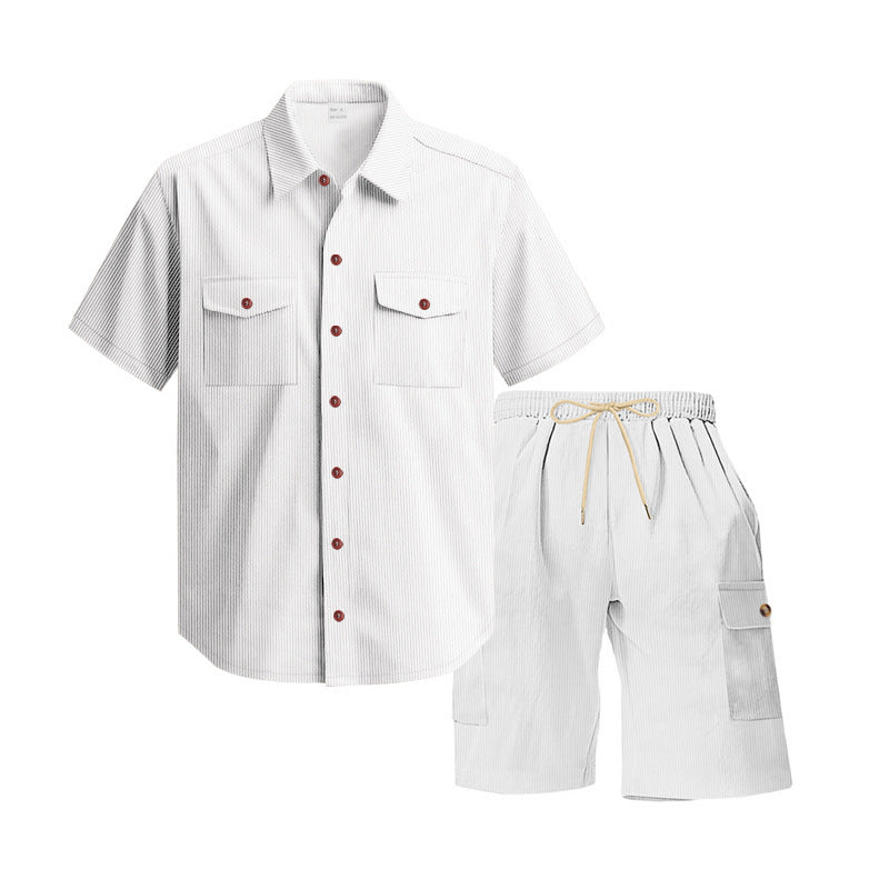Herren lässiges Kurzarmhemd mit Cargo-Shorts Set Echoarchiv