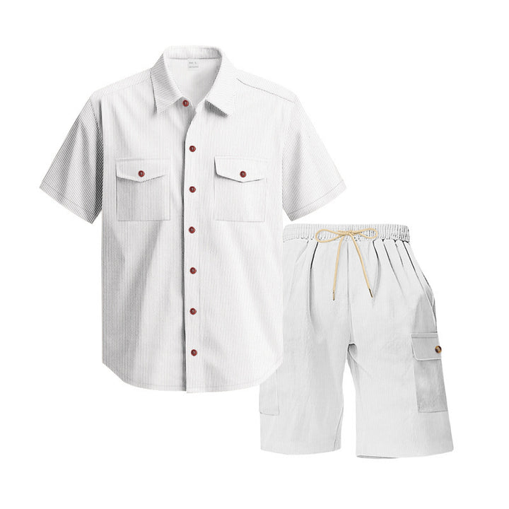 Herren lässiges Kurzarmhemd mit Cargo-Shorts Set Echoarchiv