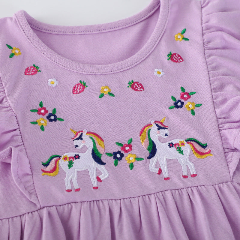 Mädchen Kleid mit zauberhaften Einhorn-Stickereien Echo Archiv