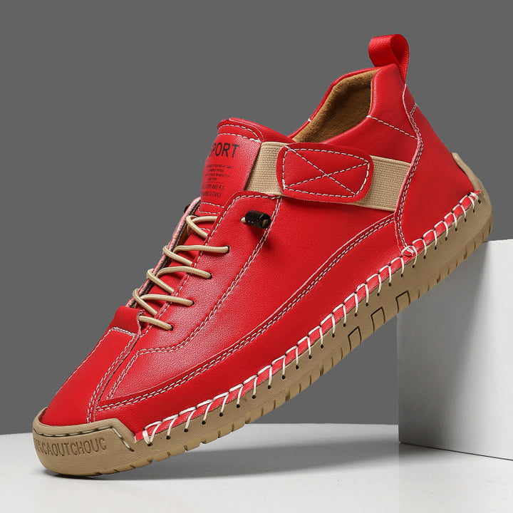 Herren Ledernachahmender Freizeit‑Sneaker mit Klettriemen, Mokassinnaht & profilierter Gummisohle Echoarchiv