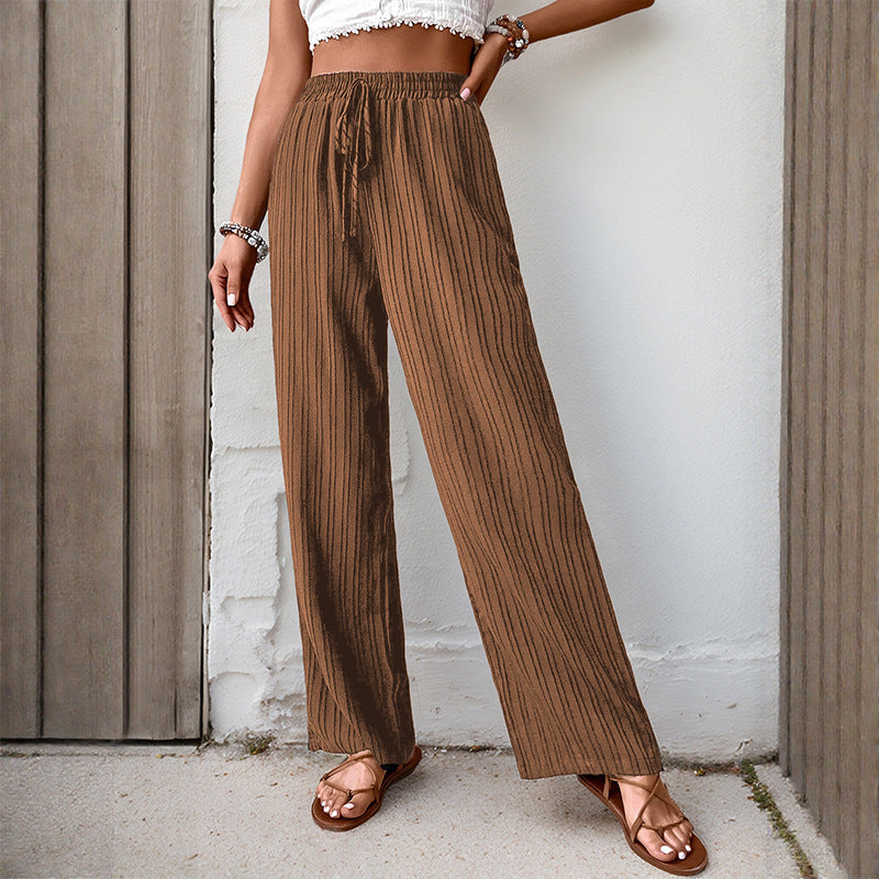 Damen Plissierte Leichte Weite-Hose mit Gummibund und Seitentaschen Echoarchiv