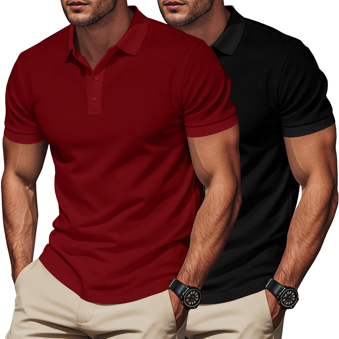 Herren modisches Kurzarm-Polohemd mit strukturiertem Kragen und eleganten Akzenten Echoarchiv