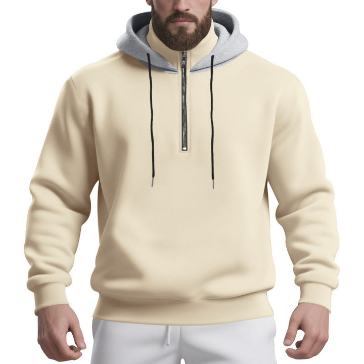 Herren sportlicher Kapuzenpullover mit halbem Reißverschluss und atmungsaktivem Stoff Echoarchiv