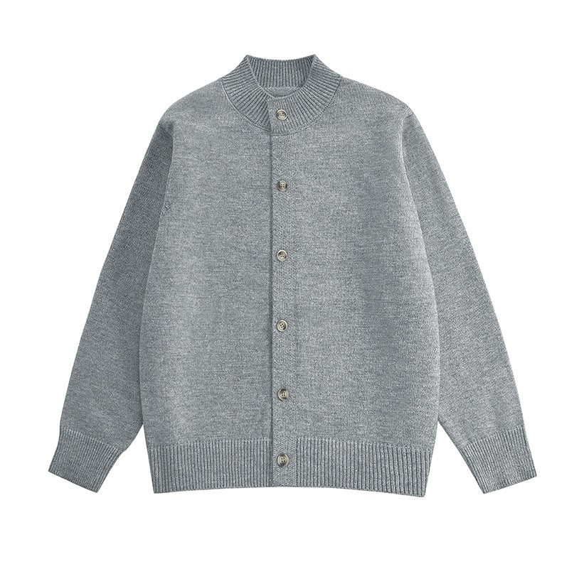Herren Grobstrick-Cardigan mit Stehkragen, durchgehender Knopfleiste & gerippten Abschlüssen Echoarchiv