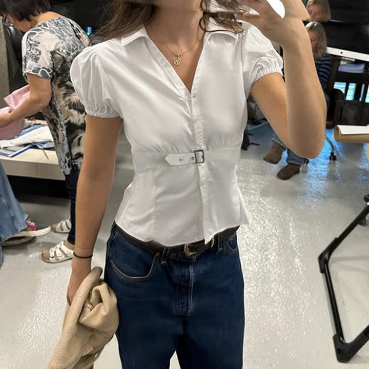 Damenbluse mit tailliertem Schnitt und eleganter Gürtelakzent Echo Archiv