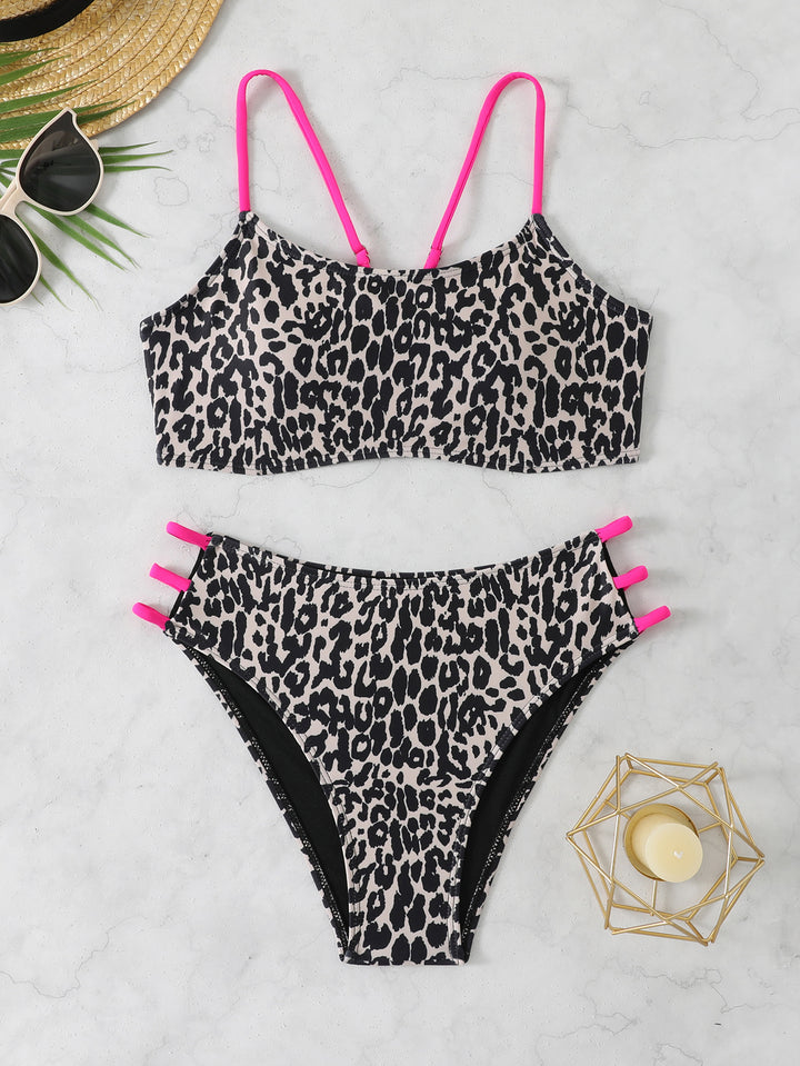 Damen Bikini-Set mit innovativen Trägerdetails und modischem Leopardenmuster Echo Archiv