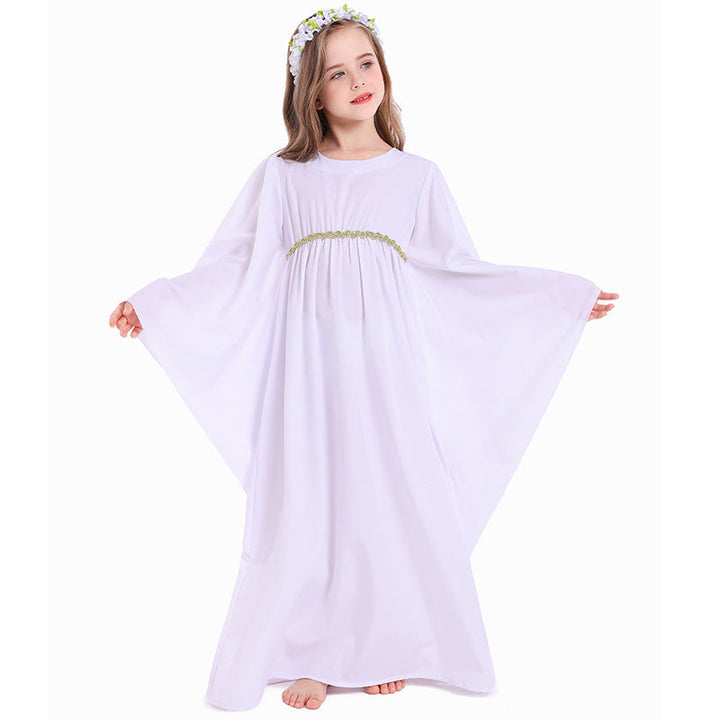 Mädchen märchenhaftes Kleid mit weitem Ärmeln und floralem Gürtel Echo Archiv