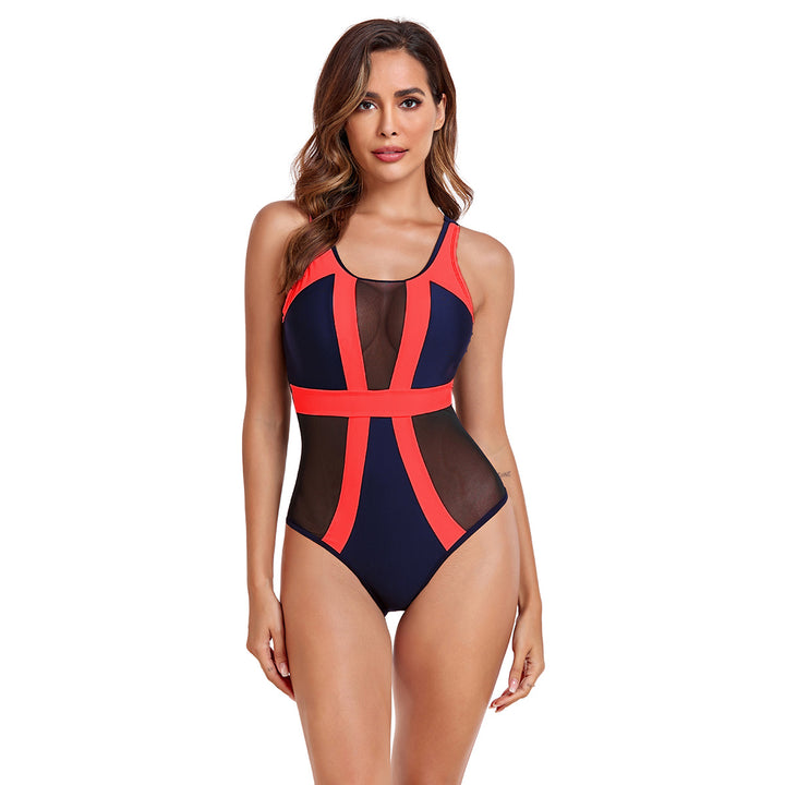 Damen Sportlicher Einteiler Badeanzug mit modernem Mesh-Design Echo Archiv