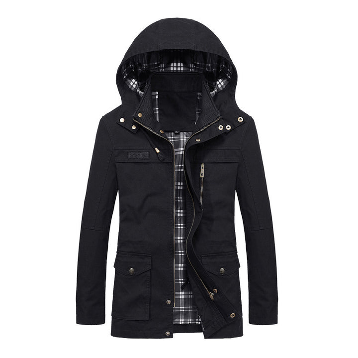 Herren Urbaner Canvas-Parka mit karierter Innenfütterung und Utility-Taschen Echo Archiv