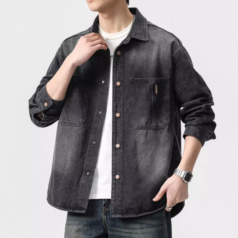 Herren Denim-Hemdjacke im lässigen Schnitt mit praktischen Taschen Echoarchiv