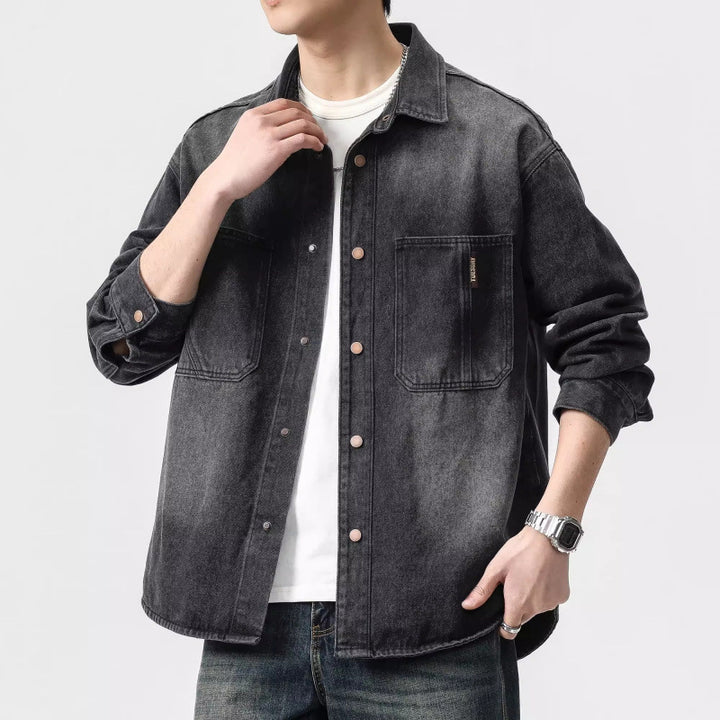 Herren Denim-Hemdjacke im lässigen Schnitt mit praktischen Taschen Echoarchiv