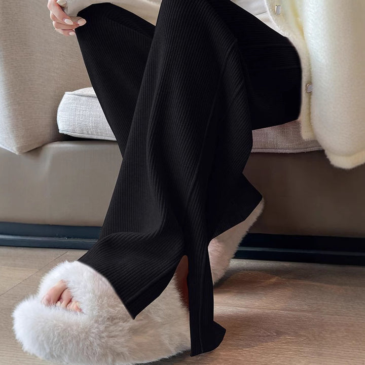 Damen Modische Rippstrick-Hose mit seitlichen Schlitzen Echo Archiv