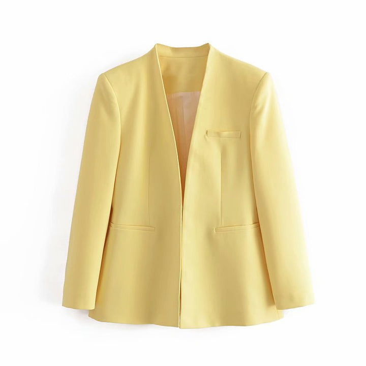Damen Taillierter Blazer ohne Revers mit offener Front und Paspeltaschen Echo Archiv