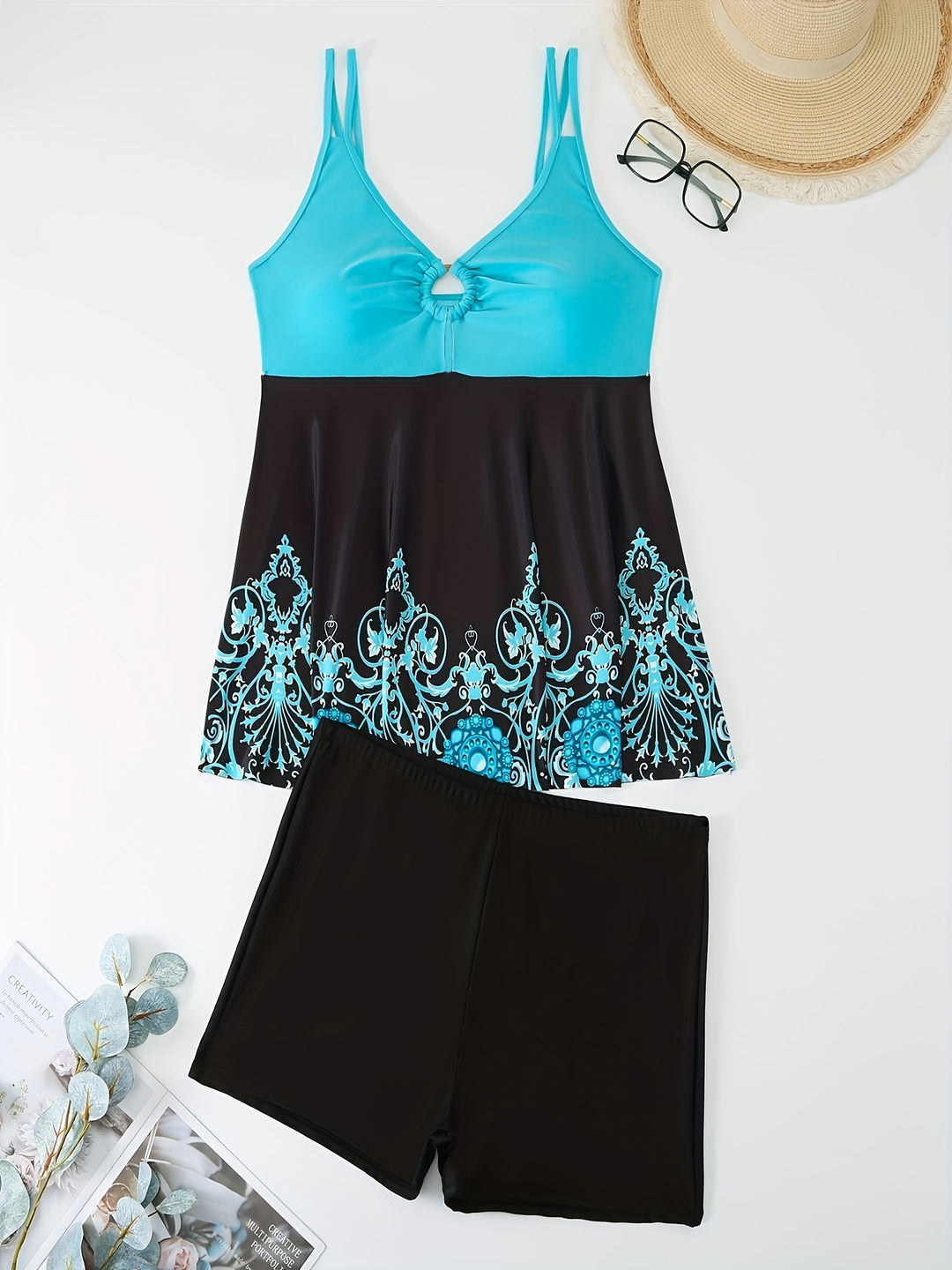 Damen Tankini-Set mit elegantem Muster und komfortablen Shorts Echo Archiv