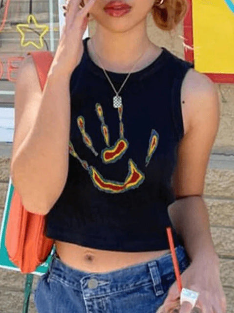 Damen Crop-Top mit mutigem Statement-Druck Echo Archiv