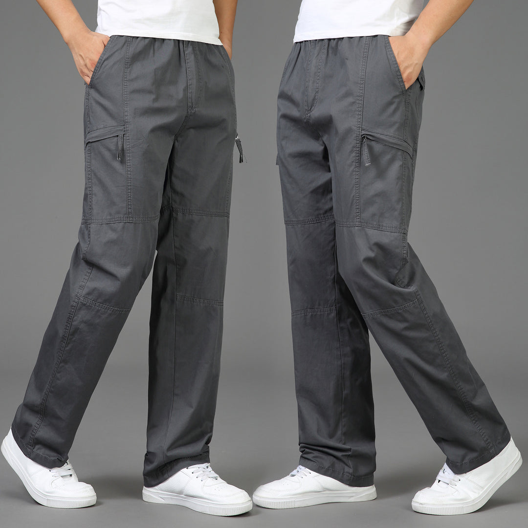 Damen lockere Cargo-Hose mit elastischem Bund, Mehrfachtaschen und Knieabnähern – Avélisse