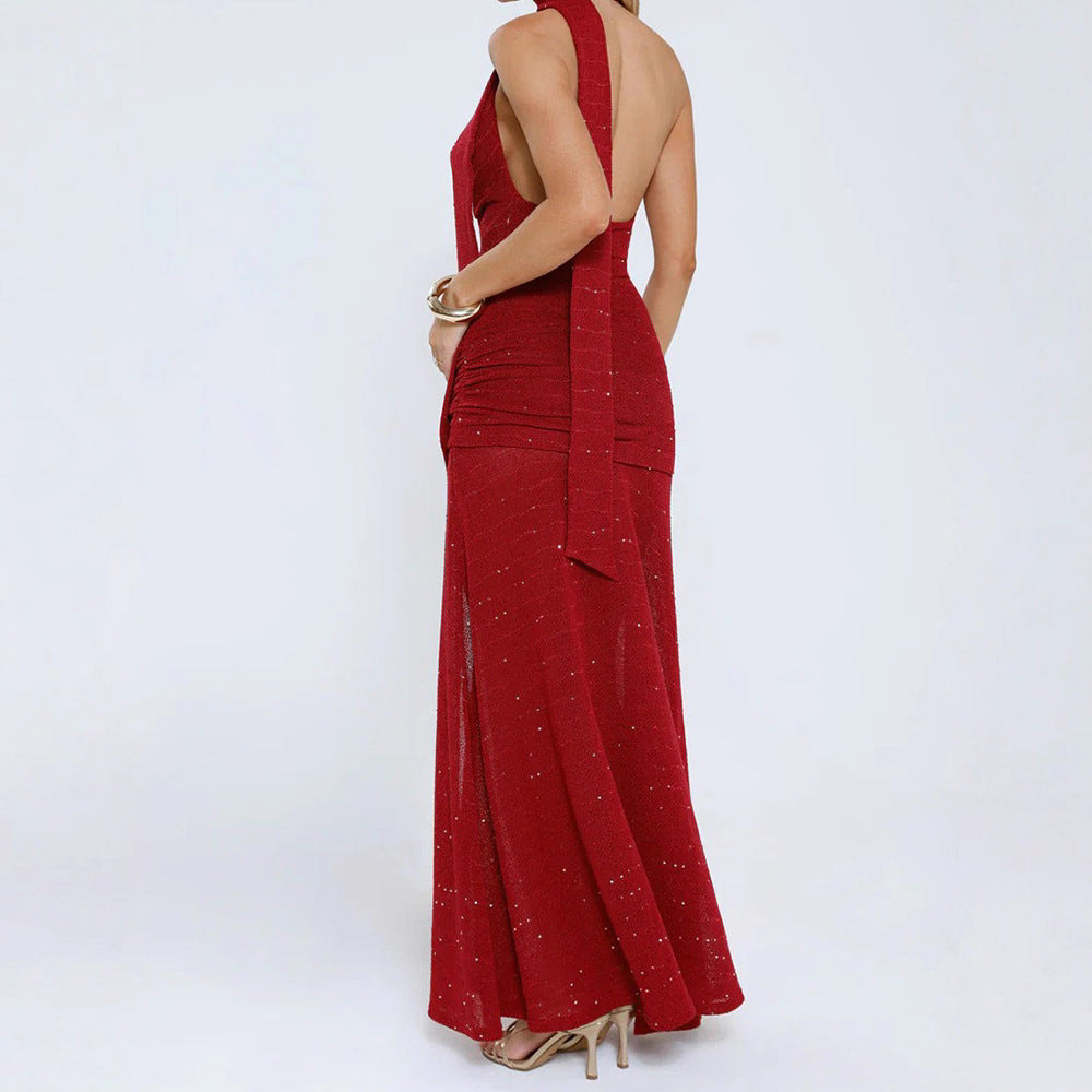 Damen Elegantes Maxikleid mit verführerischem Schlitz und schimmernden Akzenten Echo Archiv