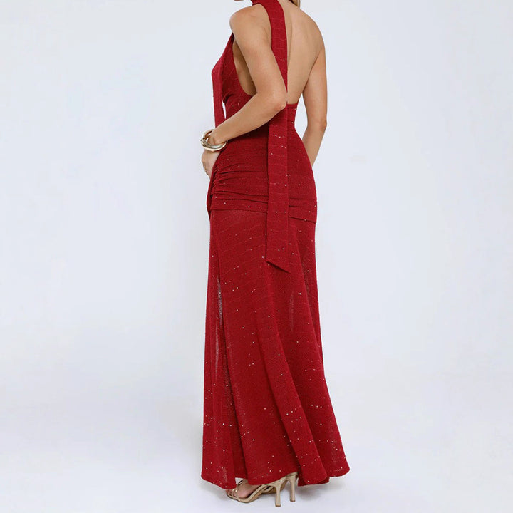 Damen Elegantes Maxikleid mit verführerischem Schlitz und schimmernden Akzenten Echo Archiv