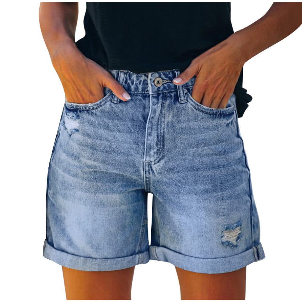 Damen lässige kurze Denim-Shorts mit praktischen seitlichen Taschen Echo Archiv