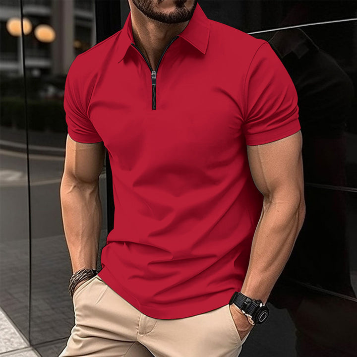Herren Kurzarm Poloshirt mit Reißverschluss und modernem Design Echoarchiv