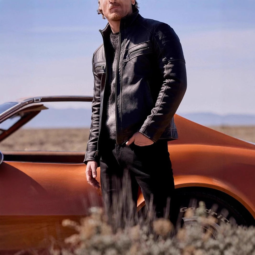 Herren Bikerjacke mit funktionalen Taschen und einzigartiger Steppung Echoarchiv