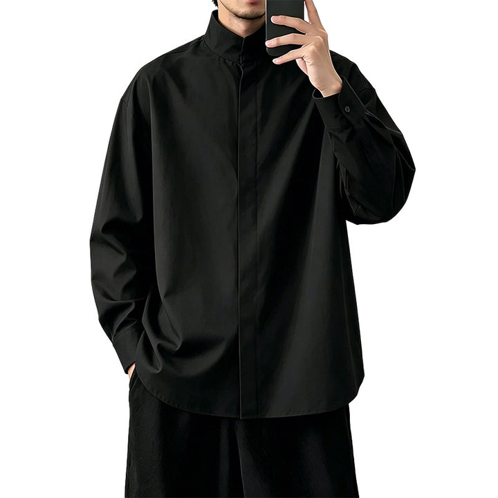 Damen Oversized Hemd mit Stehkragen und verdeckter Knopfleiste Echoarchiv